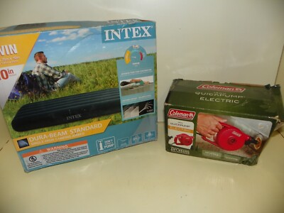 #ad Intex 10quot; Standard Dura Beam Airbed Mattress with Coleman electric quickpump $40.00