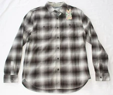 New Original TRUE GRIT Plaid Button Shirt Men MEDIUM M Casual FLANNEL Black Gray