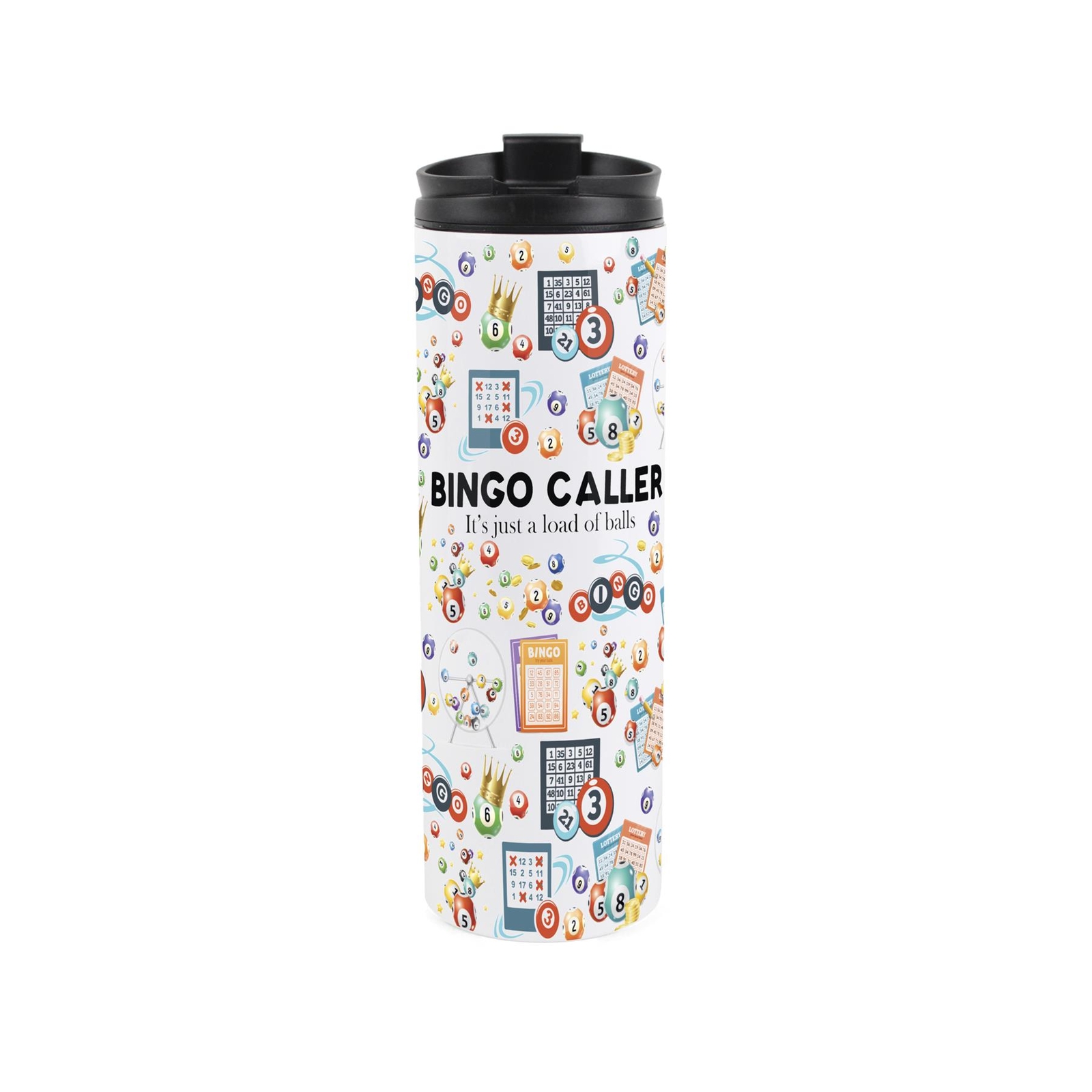 Bingo Caller Travel Mug - Novelty Trades Gift Reusable Stainless Steel Flask