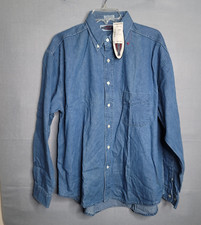 Vtg Montgomery Ward Buffer Zone Mens Denim Long Sleeve Size LARGE NWT Shirt