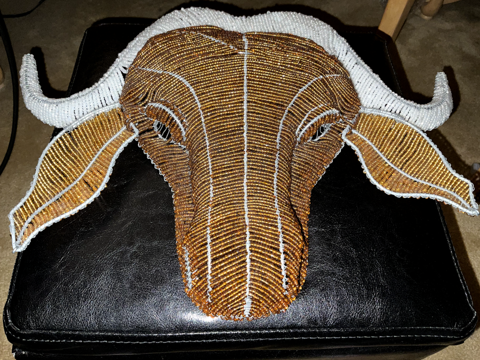 African Bead and Wire Hanging { Buffalo Head } Hand Crafted eBay