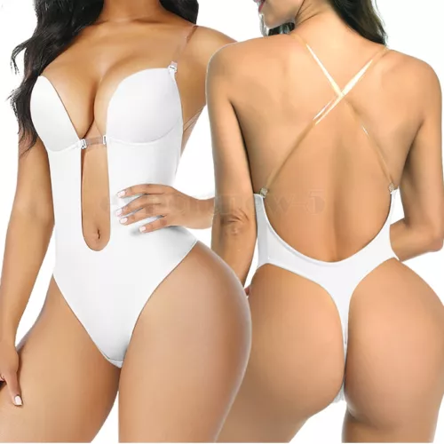 Women Low Back Bra Wire Lifting Deep U Backless Bra With Convertible Clear Strap - Picture 32 of 36