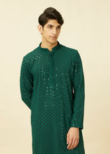 Forest Green Chikankari Embroidered Sequined Kurta Set