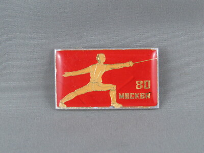 Moscow 1980 Olympic Pin - Fencing Events - Stamped Celluloid Pin