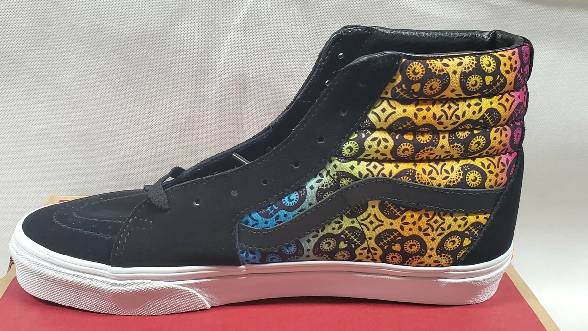 Vans Black High-Top Athletic Shoes with Rainbow day of the dead Pattern Vans High Top Sneakers Women main image 4