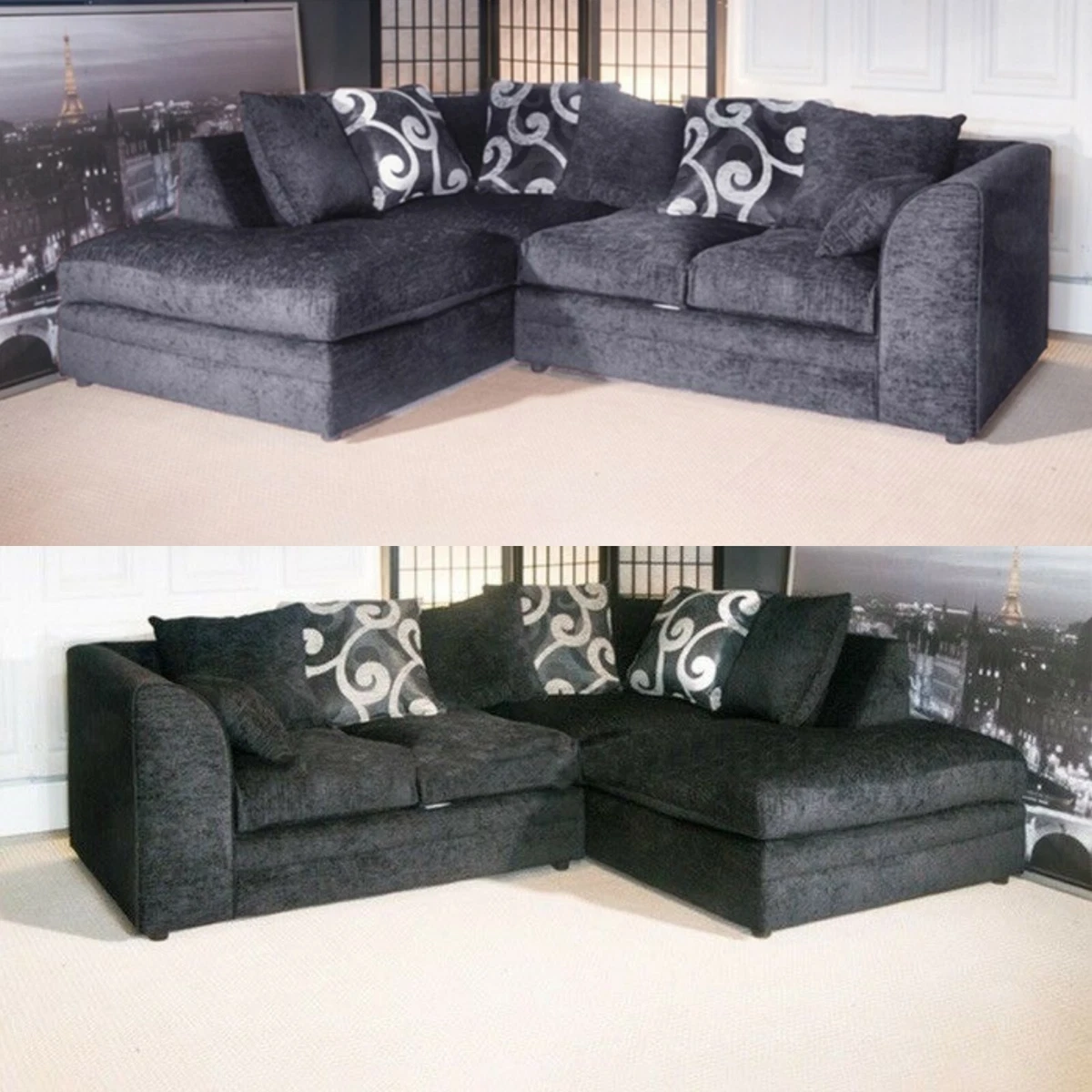 Black cheap chenille sofa