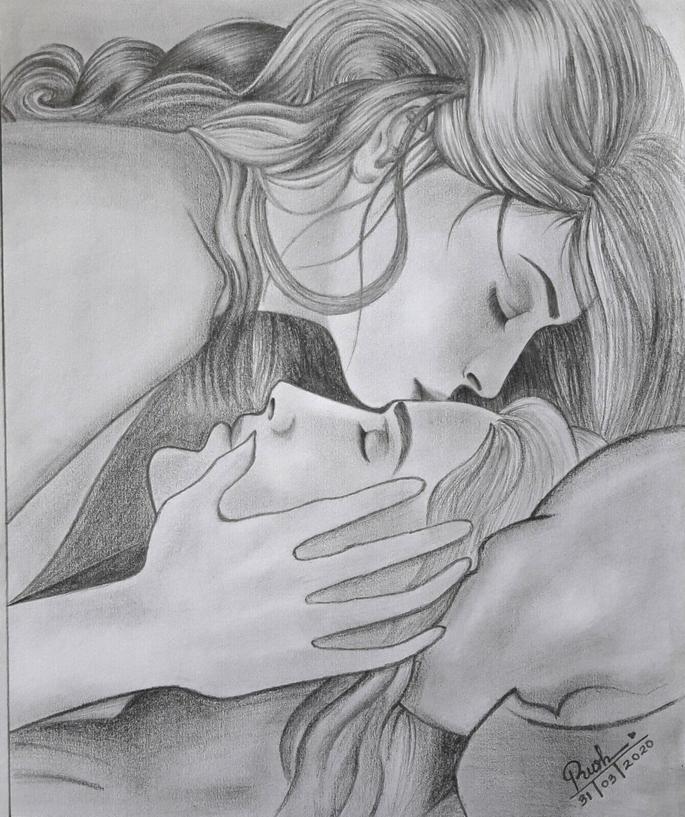 Amazing Art Drawings-pencil sketch of a couple-A4 size