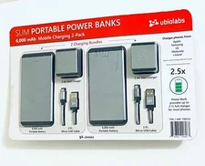 Ubiolabs 6000 mAh Slim Portable Power Banks – Mobile Charging 2 Pack