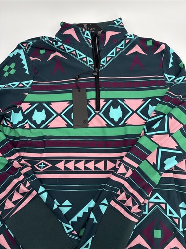 $200 Greyson Golf Pullover Sequoia Ghostwolf Print 1/4 Zip-Multicolor-Medium NWT - Picture 9 of 10