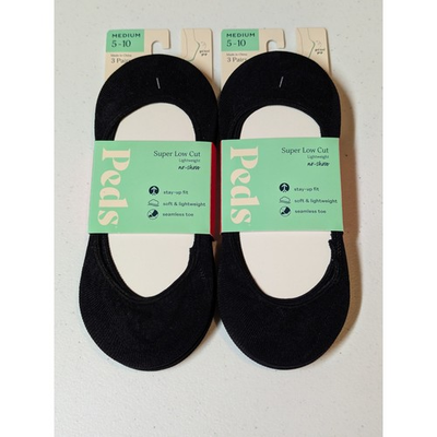 #ad 6 Pairs Peds Women#x27;s Size 5 10 Super Low Cut Lightweight Liner Socks Black $13.99