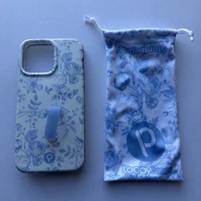 Loopy iPhone 15 Pro Max 6.7"  Blue Toile Matte Case Lefty PRE-OWNED FREE SHIP