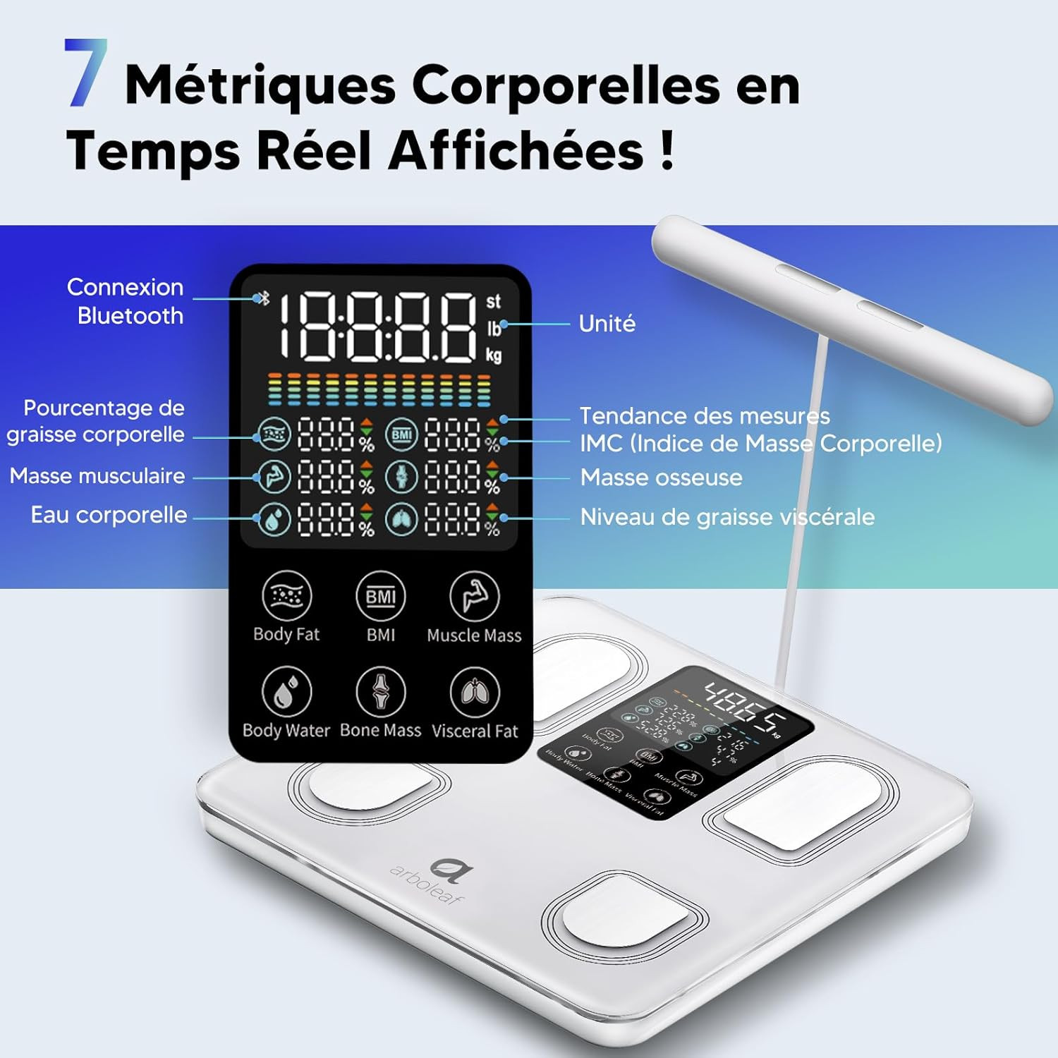Pèse personne connecté avec impédancemètre Bluetooth noir