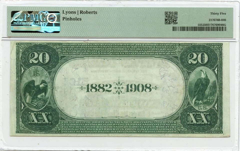 1882 $20 Date Back FR#555 Wells Fargo Nevada NB San Francisco CH#5105 PMG VF35 - Image 2 of 2