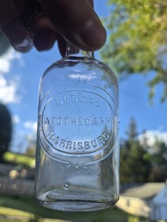 Antique Cork Top Medicine Bottle Embossed GORGAS APOTHECARY HARRISBURG pa