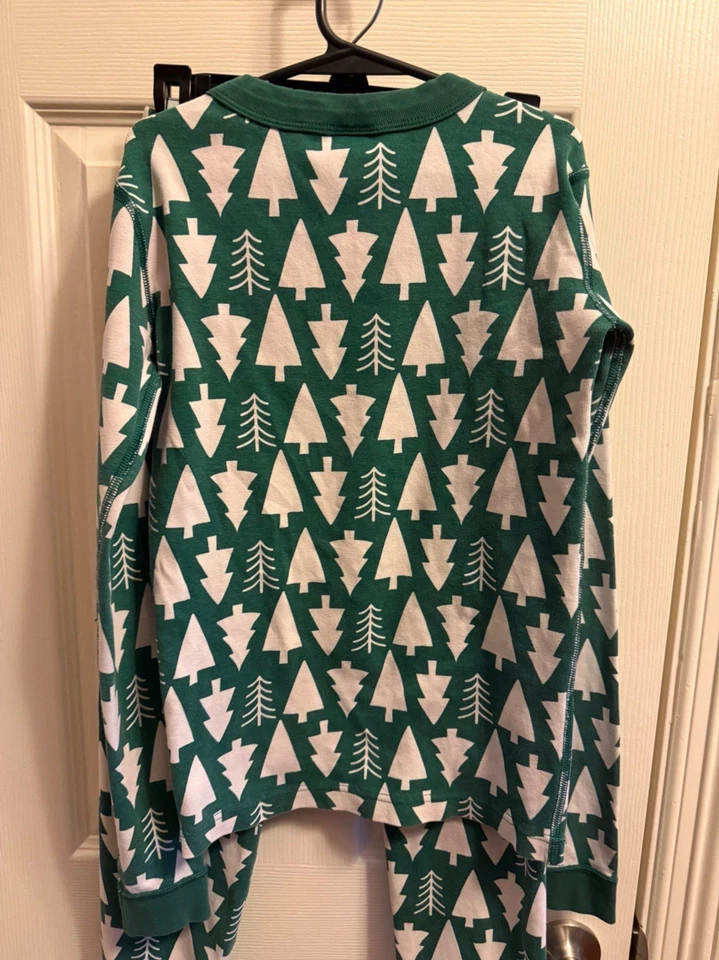Hanna Andersson Size 160 (14) Green trees Christmas Holiday Long Johns pajamas - Image 2 of 4