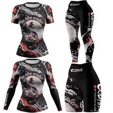 Women’s Rash Guard BJJ MMA – Be Like Water Design Set Spats Leggings Spats