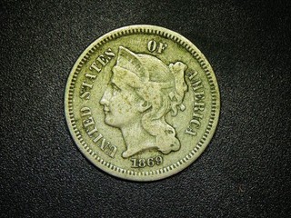 1869 3 Cent Nickel Piece! VF Details Great Addition To Any Collection!