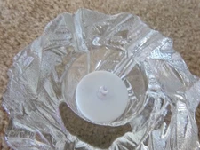 Orrefors Crystal Iceberg Votive Tea Light Candle Holder 3" Marked Sticker Heavy