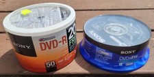 Sealed Spindles Sony 50 Pack 16x 4.7GB DVD-R  25 Pack 4x DVD RW Blank Discs