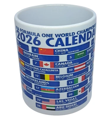 CRAFTS AT STUDIO 51 F1 2026 Calendar Coffee Mug Christmas Present Secret Santa Gift Formula One Cup