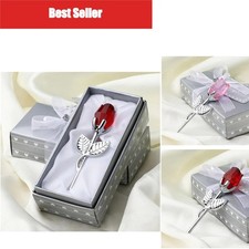 Crystal Glass Rose Flower Figurine Valentine's Day Gift Home Wedding Decoration