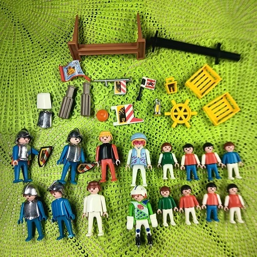 Vtg Playmobil LOT G1 1974 Medieval Knight Pirates 1981 Figure LEGO PARTS Castle