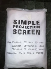 Simple Projection Screen 100inch 16:9 - NEW 