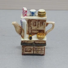 Teapot Shaped Bakers Cupboard Pantry Kitchen Hinged Trinket Box
