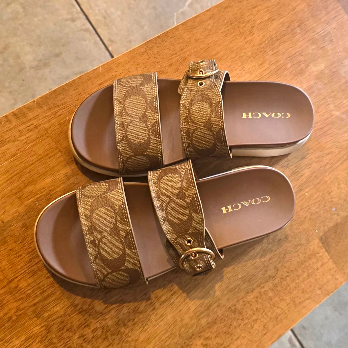 Coach Leather Upper Slide Sandals for Women for sale | eBay