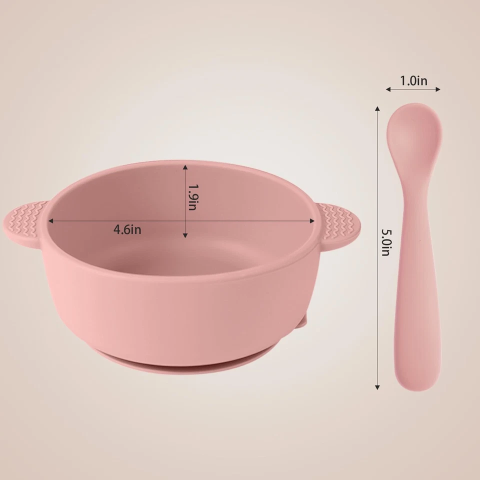 Pack de 3 cuencos para bebé Eascrozn con ventosa y paquete de 3 cucharas para bebé, sin BPA, Foto 2 de 4