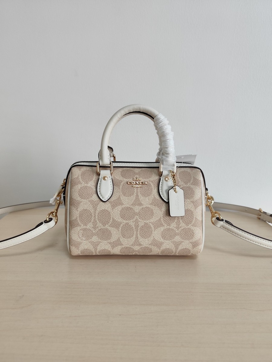 Coach Mini Rowan Satchel Crossbody Bag Signature Canvas Chalk