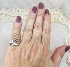 925 Sterling Silver Open Work Adjustable Ring Size 6 - 2 Grams