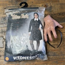 Addams Family Wednesday Adult Costume w/ It Headband Women s Sz M 10-14