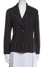 St. John Wool Blazer Women's 12 Black with purple and white