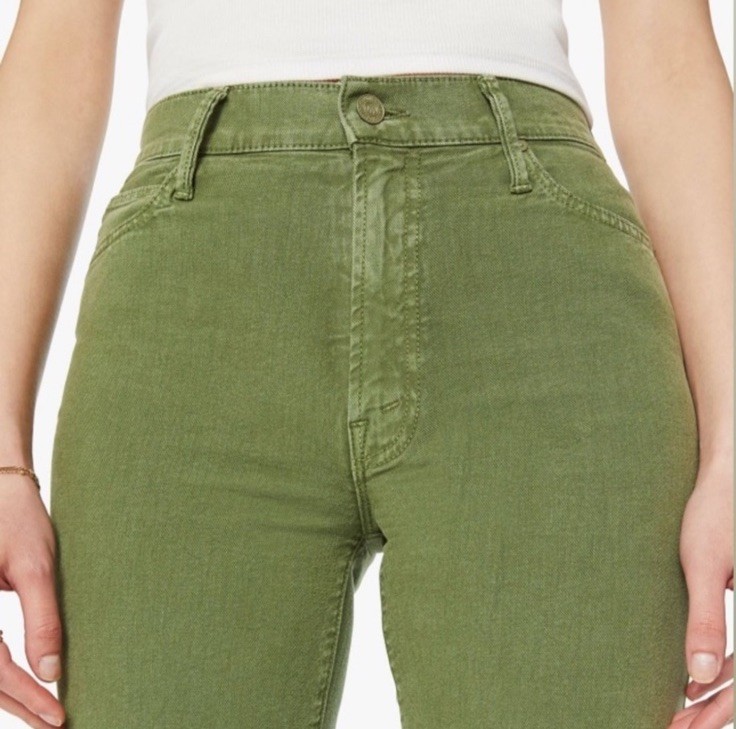 MOTHER The Kick It Straight Leg Denim Jeans 10005-413 - Olivine/Olive Green - 23