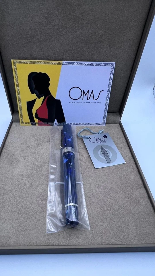 Pluma Estilográfica OMAS PARAGON AZUL ACRÍLICO Oro 14k SAMO Nueva en Caja NUEVO CONVERTIDOR Foto 2 de 4