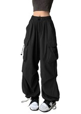 Womens Baggy Cargo Pants Casual Hiking Trousers Loose Fit Parachute Pants Y2K...