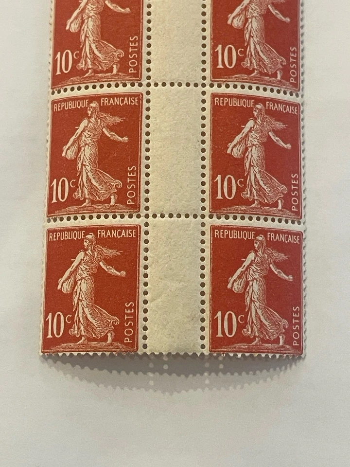 timbre N° 134 semeuse en bande feuille neuf avec gomme sans trace de charnière - Photo 2/4