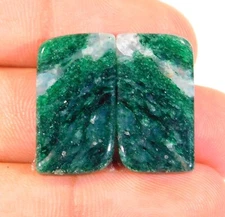 30 Cts Natural Green Moss Agate Aventurine Pair Cabochon Loose Gemstone LL=049
