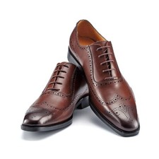 New Handmade Fashion Mens Lace Up Formal Dress Wingtip Oxford Leather Shoes