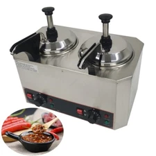2 Pot Electric Sauce warmer Pump-Type Chocolate Jam Warmer Water-Barrier Heating