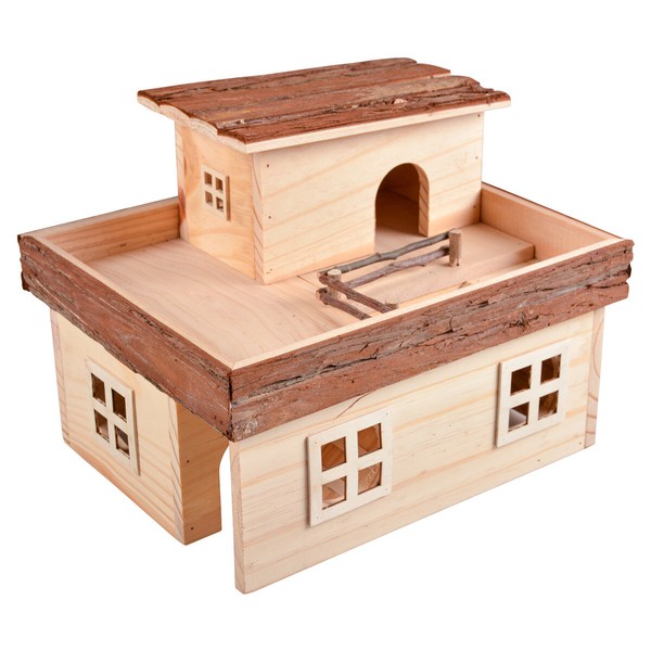 Duvo+ Holzhaus Rindendach 31X25X24Cm FüR Nagetiere - Sicher & Spielerisch-image