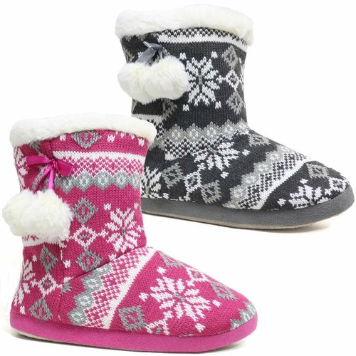 ladies fairisle slipper boots