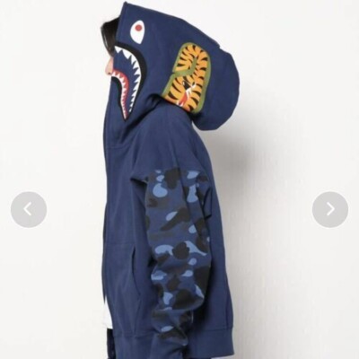 トップス A BATHING APE GIANT SHARK FULL ZIP HOOD A Bathing Ape Hand Drawn Face Relaxed Fit Shark Full Zip