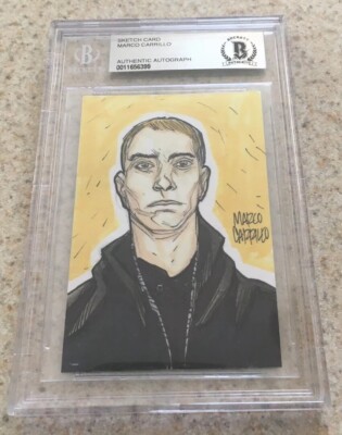 Eminem Marhall Mathers Slim Shady Venom Spider-Man 8 Mile Sketch Card 1/1 BAS