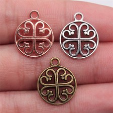 30pcs 14mm Alloy Charm Heart Hollow out Round Pendant