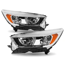 For 2017 2018 2019 Ford Escape Halogen Chrome Headlights w/o LED DRL lamps Set