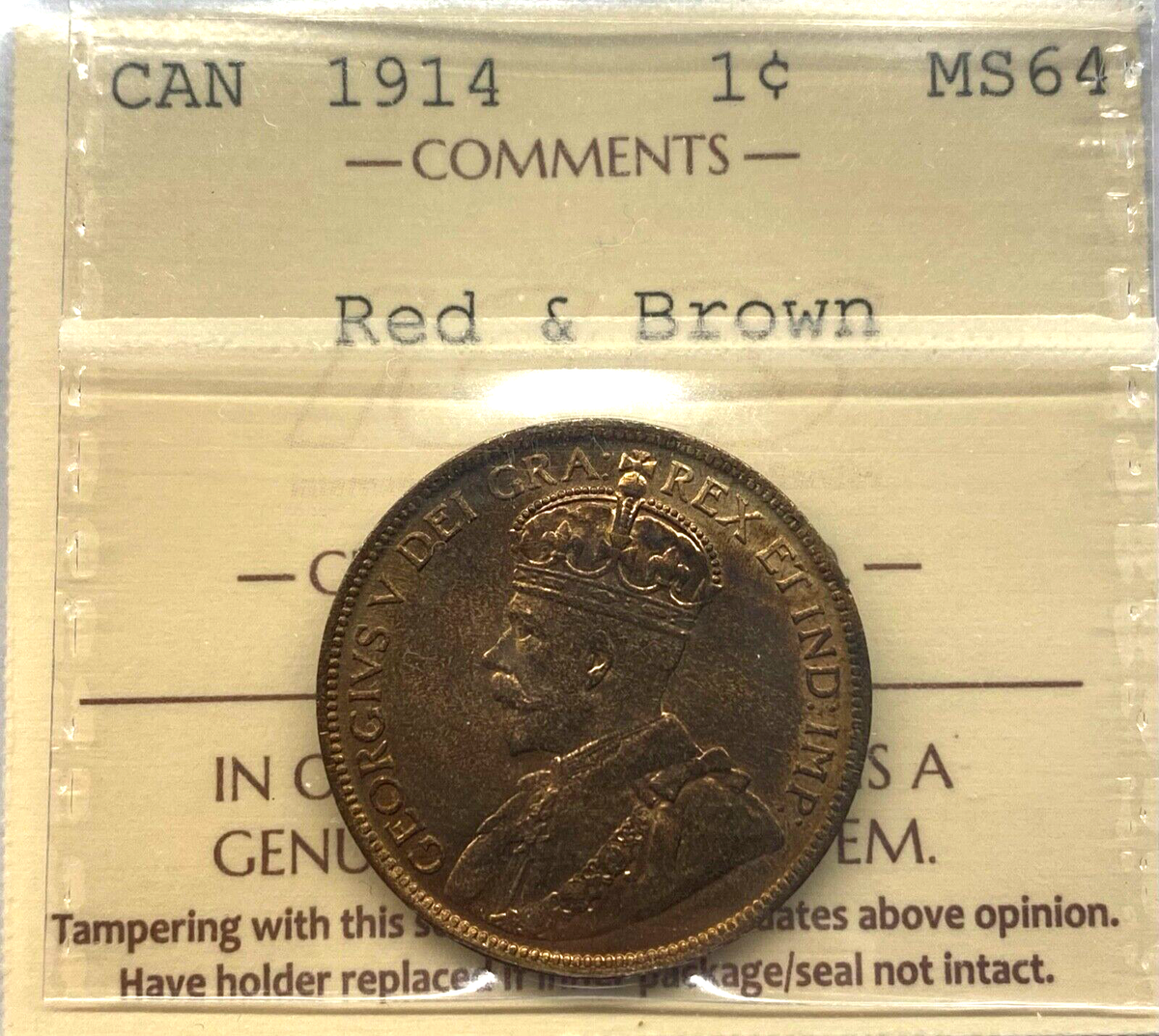 Canada 1914 One Large Cent Coin - ICCS MS 64 Red & Brown | eBay