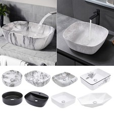 Large Bathroom Wash Basin Sink Vanity Ceramic Countertop Deep Bowl Marble Effect