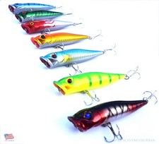 Lot 7 New Fishing Lures Top Water Poppers Bass Crankbaits, Swimbaits